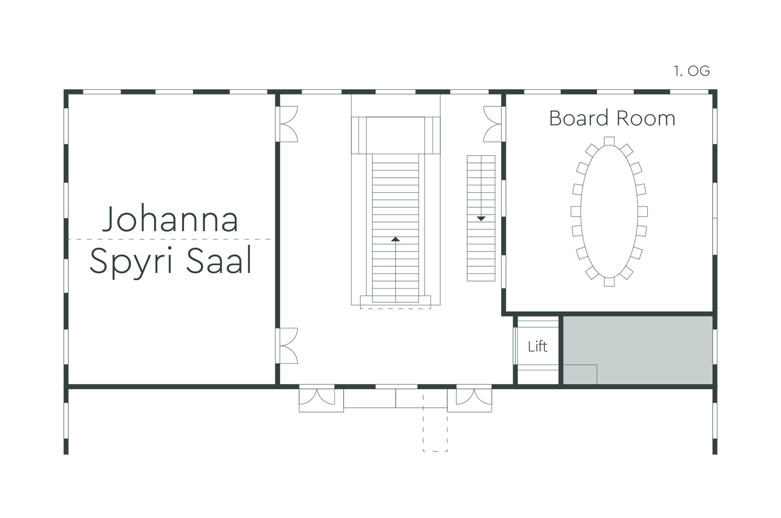 Grundriss des Johanna Spyri Saals